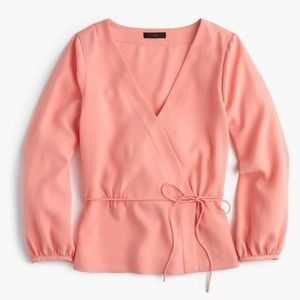 Drapey crepe faux-wrap top jcrew 2 petite